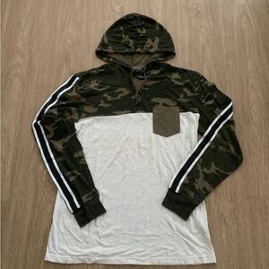American Rag Camouflage and Off White Hooded Sweatshirt
